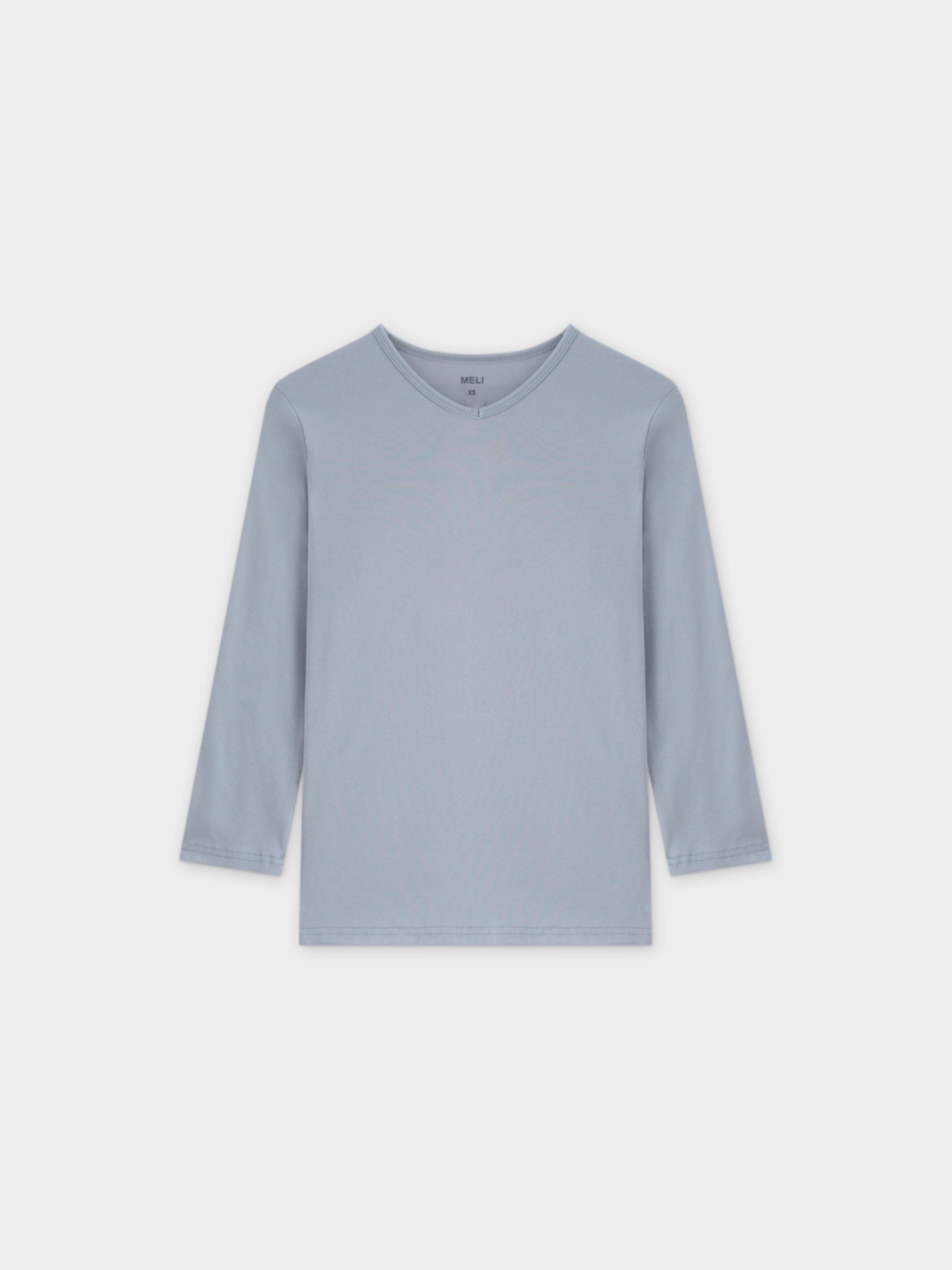 BASIC HIGH V TEE 3Q-LIGHT BLUE