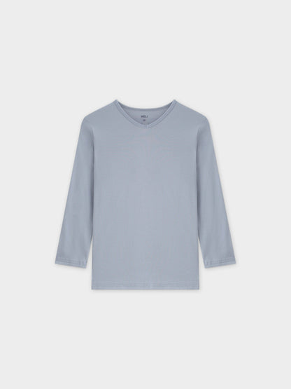 BASIC HIGH V TEE 3Q-LIGHT BLUE