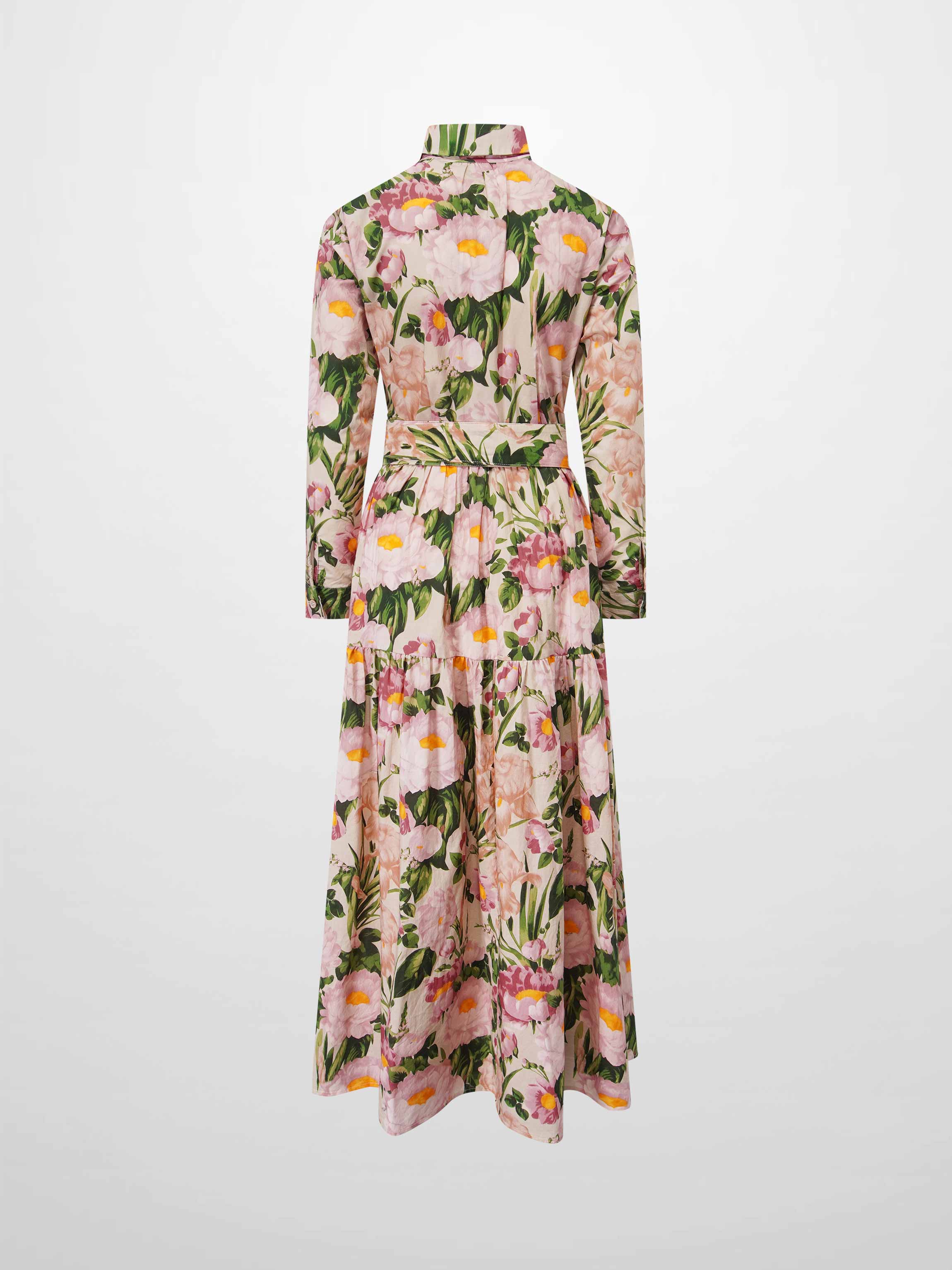 Printed Cotton Belted Shirtdress-Garden Floral