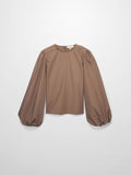 Bubble Sleeve Taffeta Top-Mocha Mousse