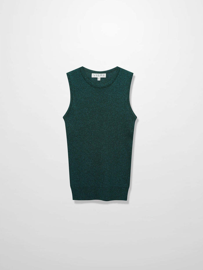 Lurex Sleeveless Sweater-Hunter Green