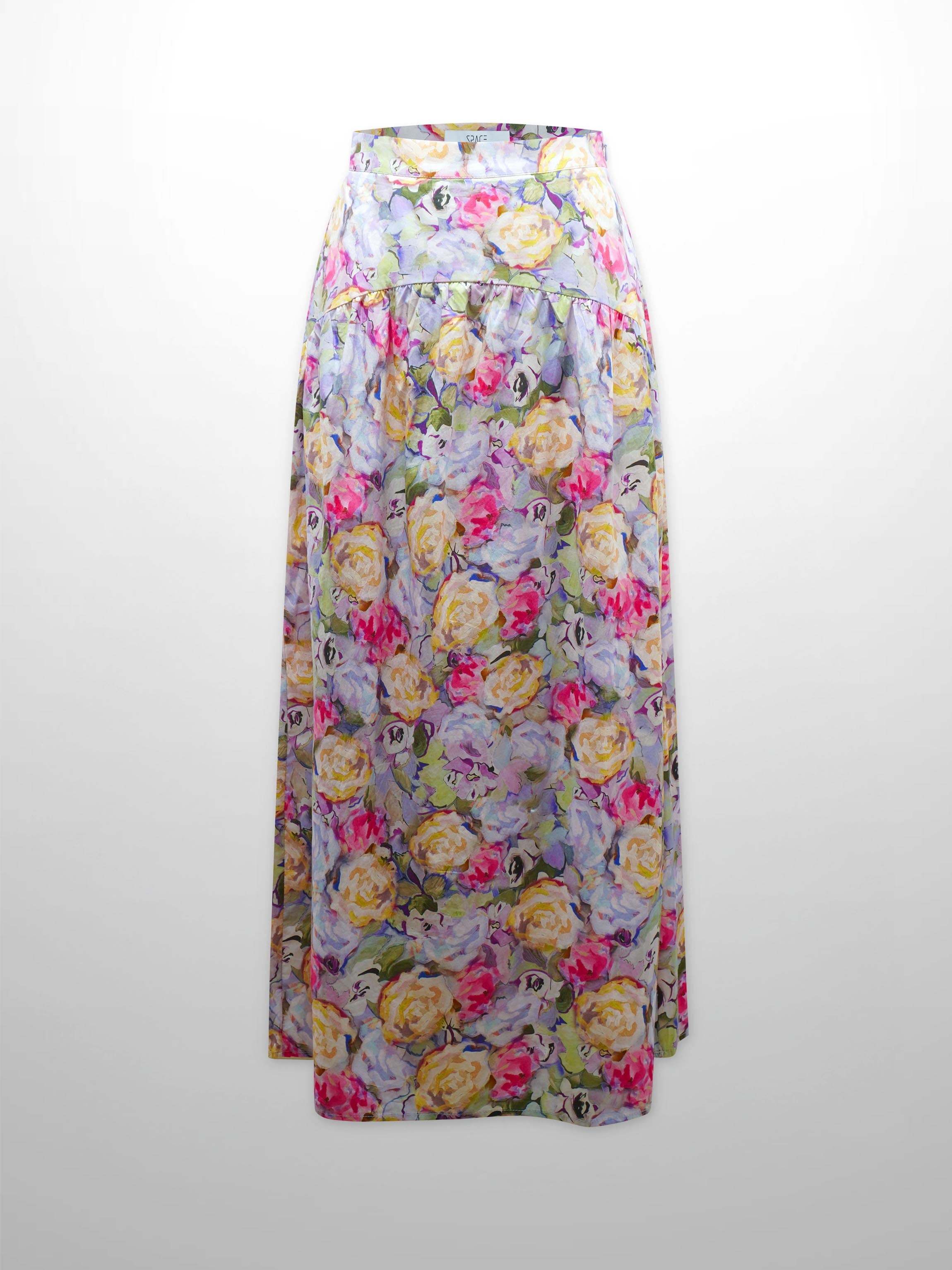 Yoke Floral Skirt-Pink/Purple