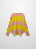 Oversized Rounded Hem T-Shirt-Peach/Yellow