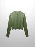 Basic T-Shirt Cropped Cardigan-Olive