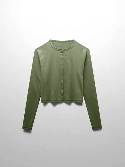Basic T-Shirt Cropped Cardigan-Olive