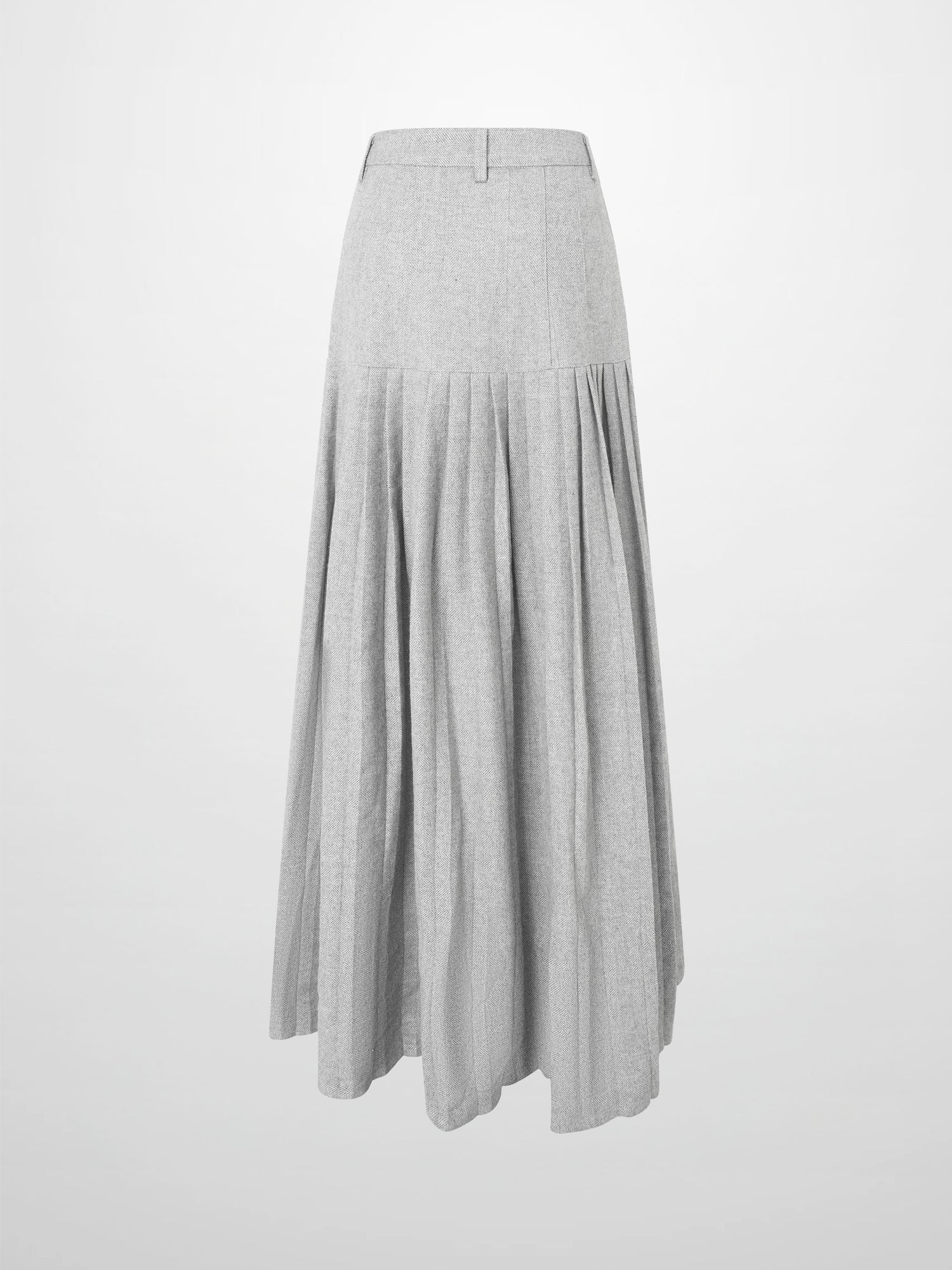 Pleat Bottom Yoke Skirt - Black/Grey