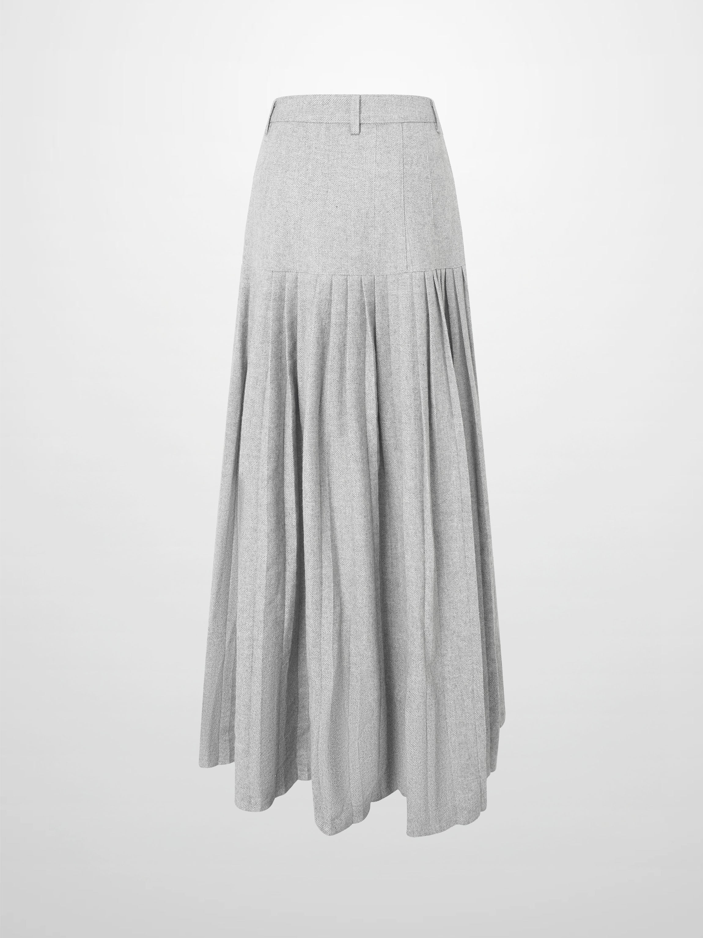 Pleat Bottom Yoke Skirt - Black/Grey