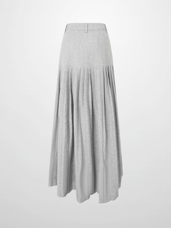 Pleat Bottom Yoke Skirt - Black/Grey