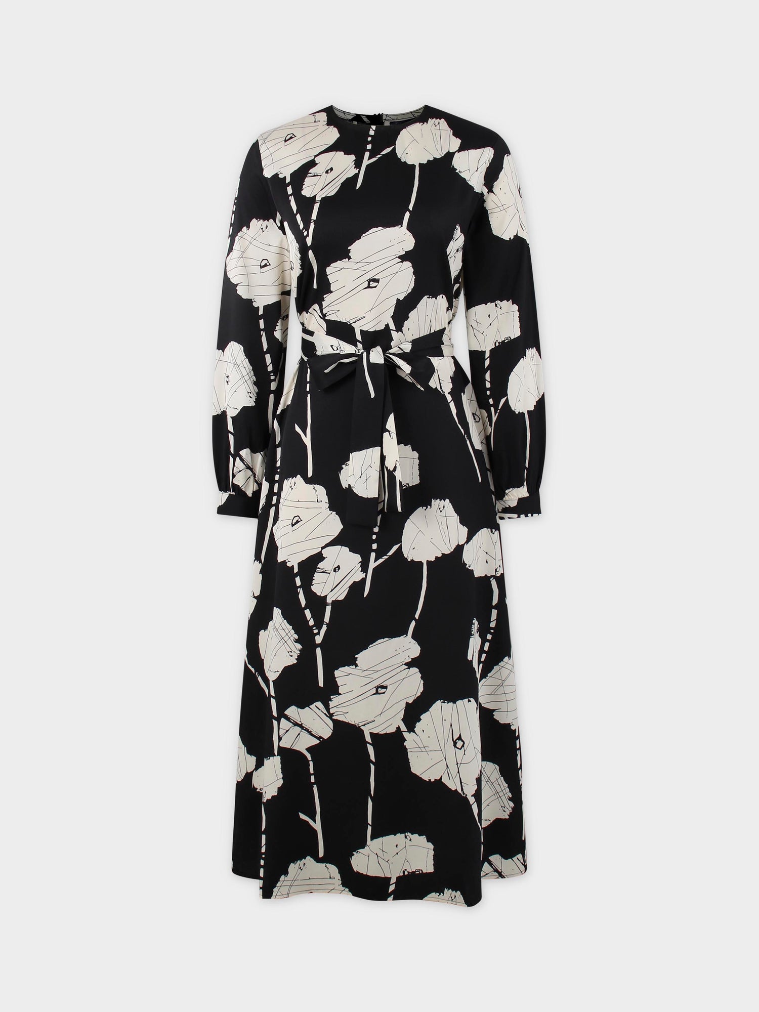 Long Belted Shift Dress-Geo Floral