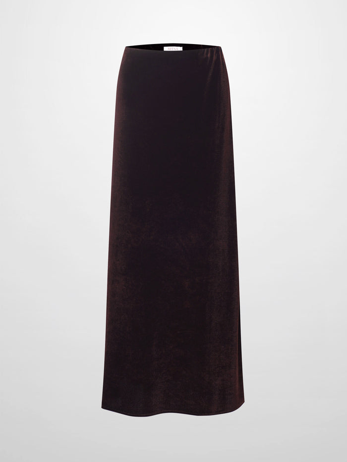 Velour Slip Skirt-Brown