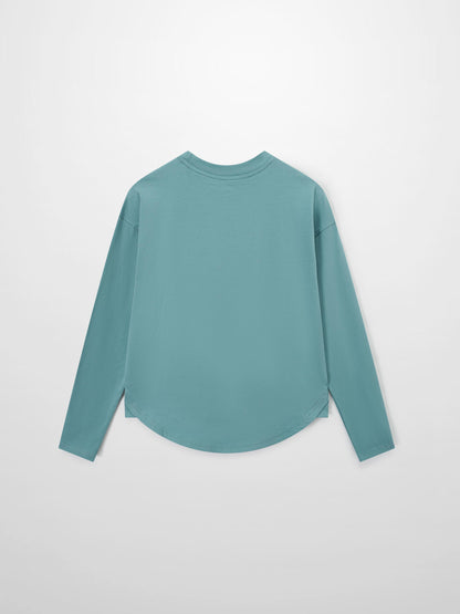 Oversized Rounded Hem T-Shirt-Teal