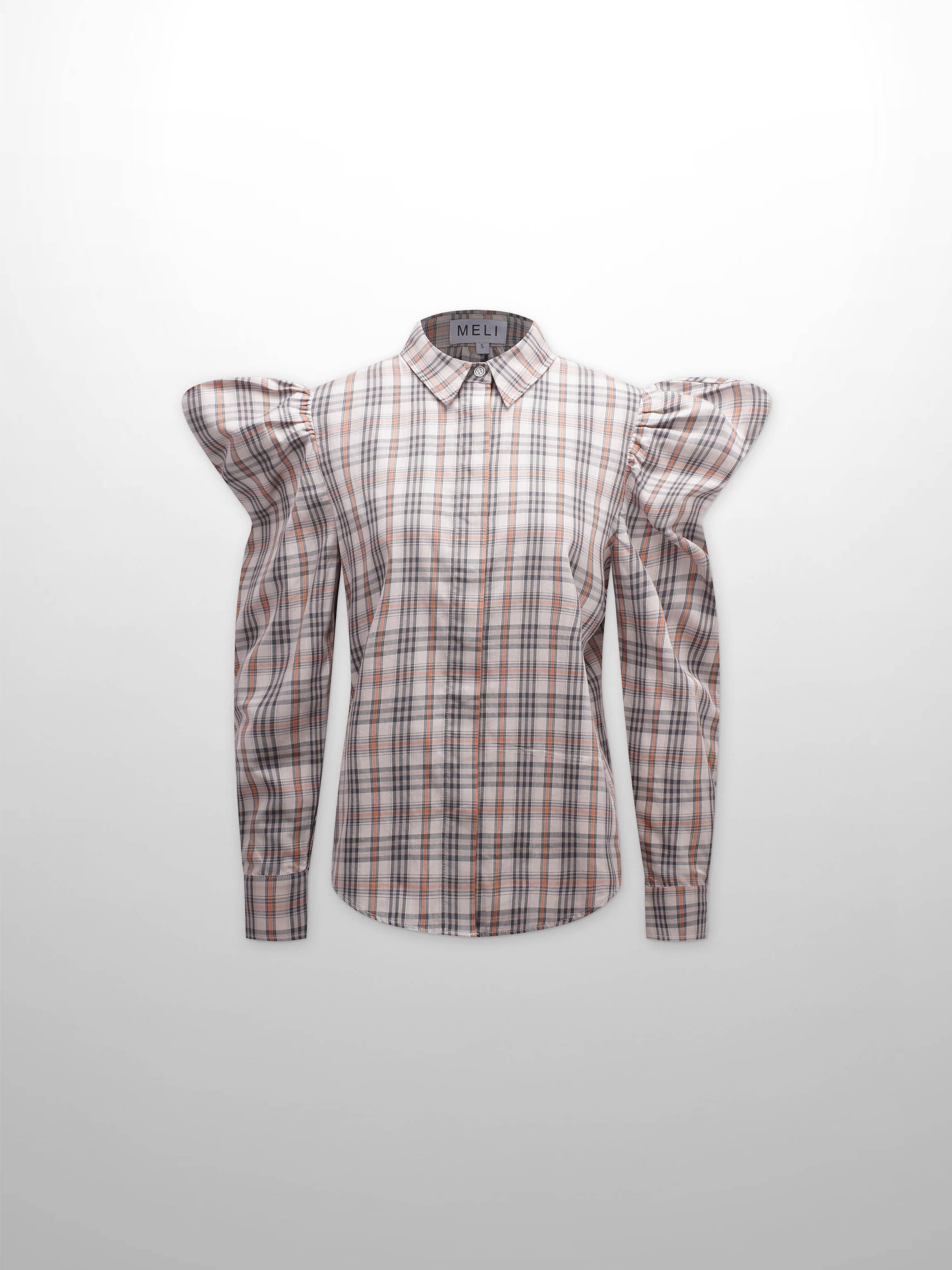 Puff Sleeve Blouse-English Plaid