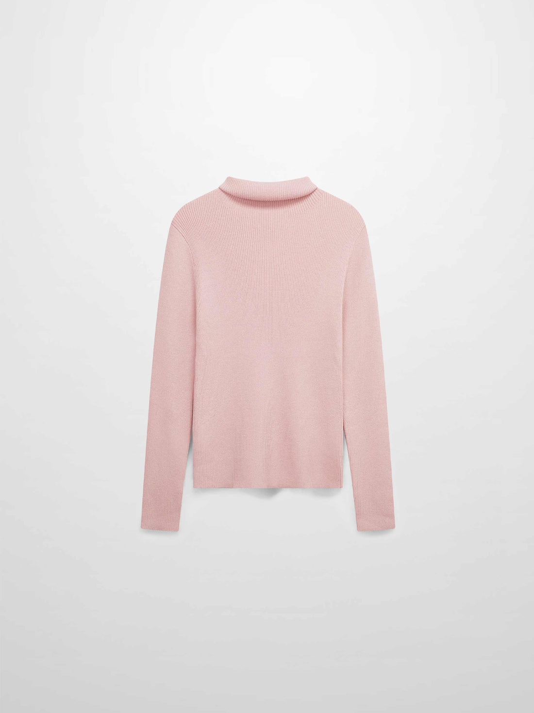 Lurex Ribbed Knit Turtleneck-Pink