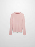 Lurex Ribbed Knit Turtleneck-Pink