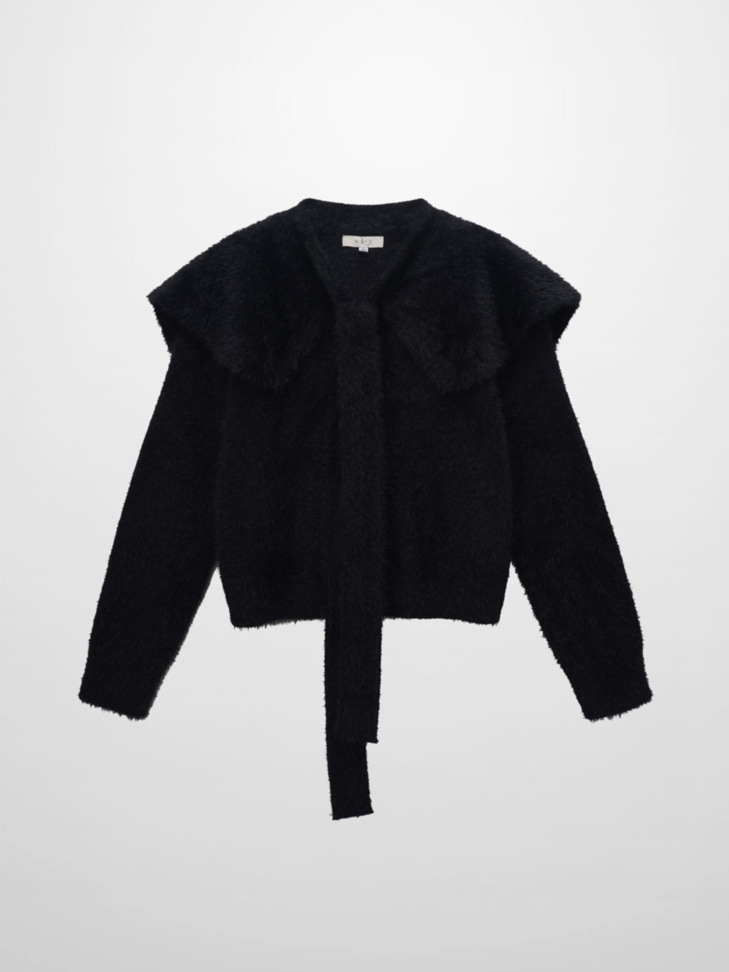 Mohair Shawl Collar Cardigan-Black