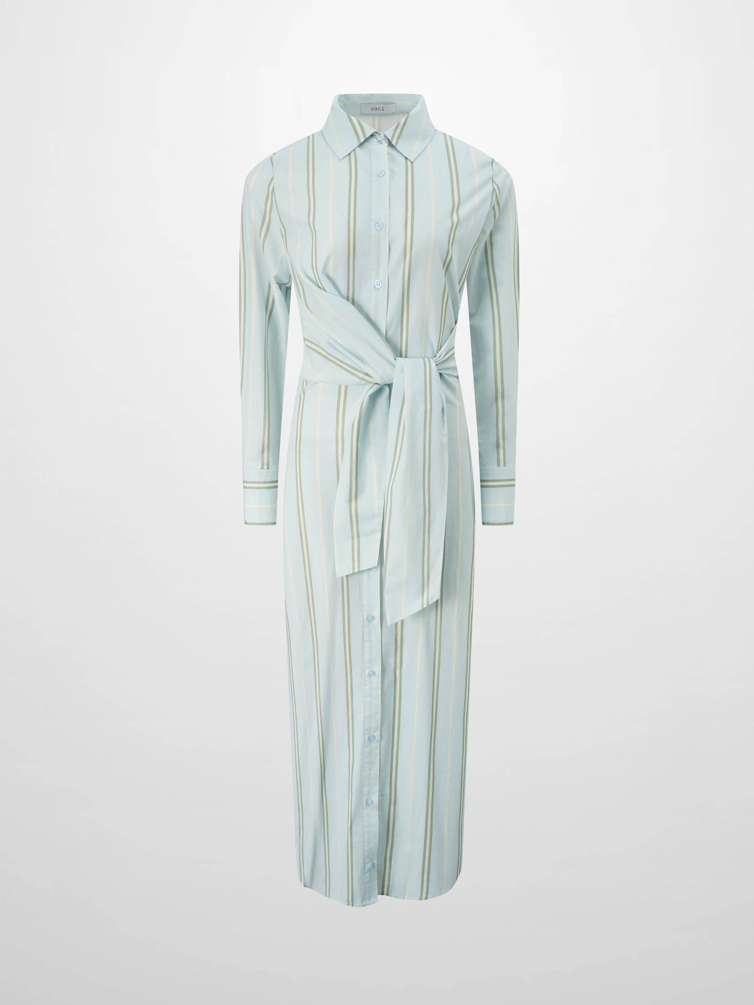 Side Tie Shirtdress-Stripe