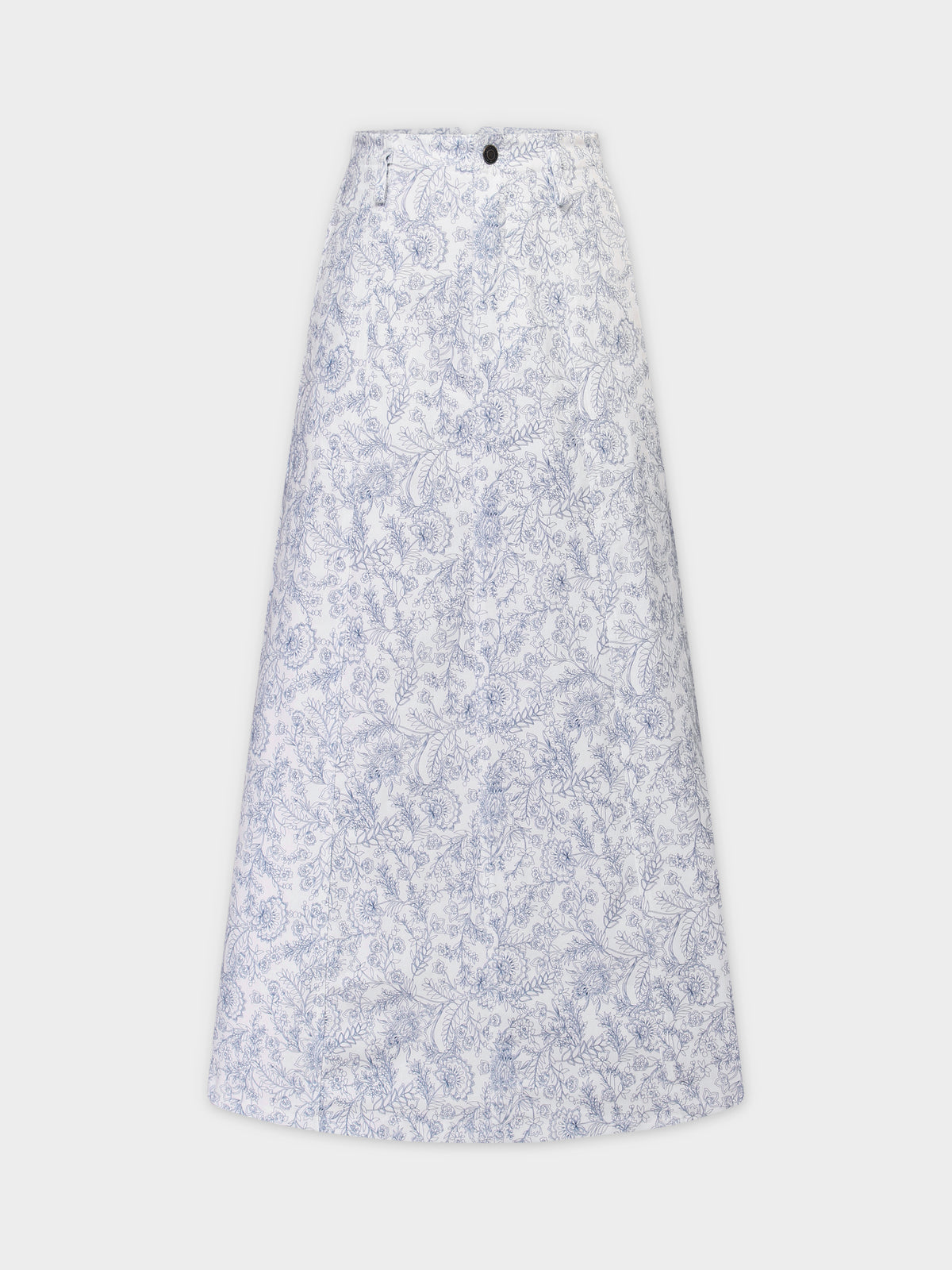 Printed Denim Skirt-Blue Floral