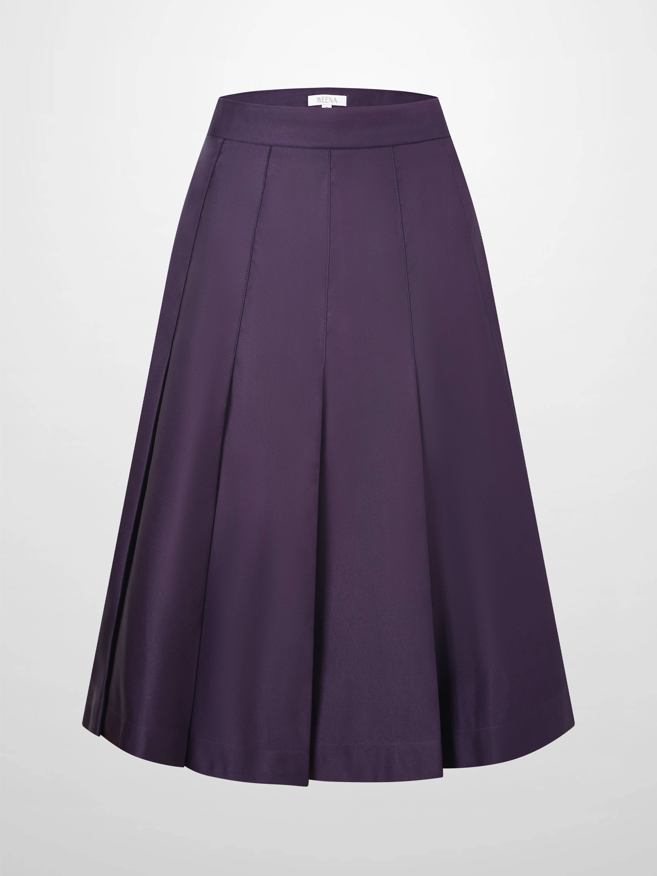 Lux Satin Pleated Skirt 26&quot;-Wine