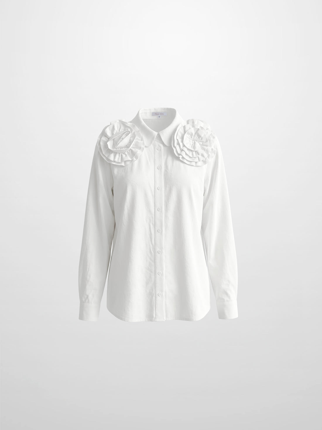 Flower Detail Cotton Blouse-White