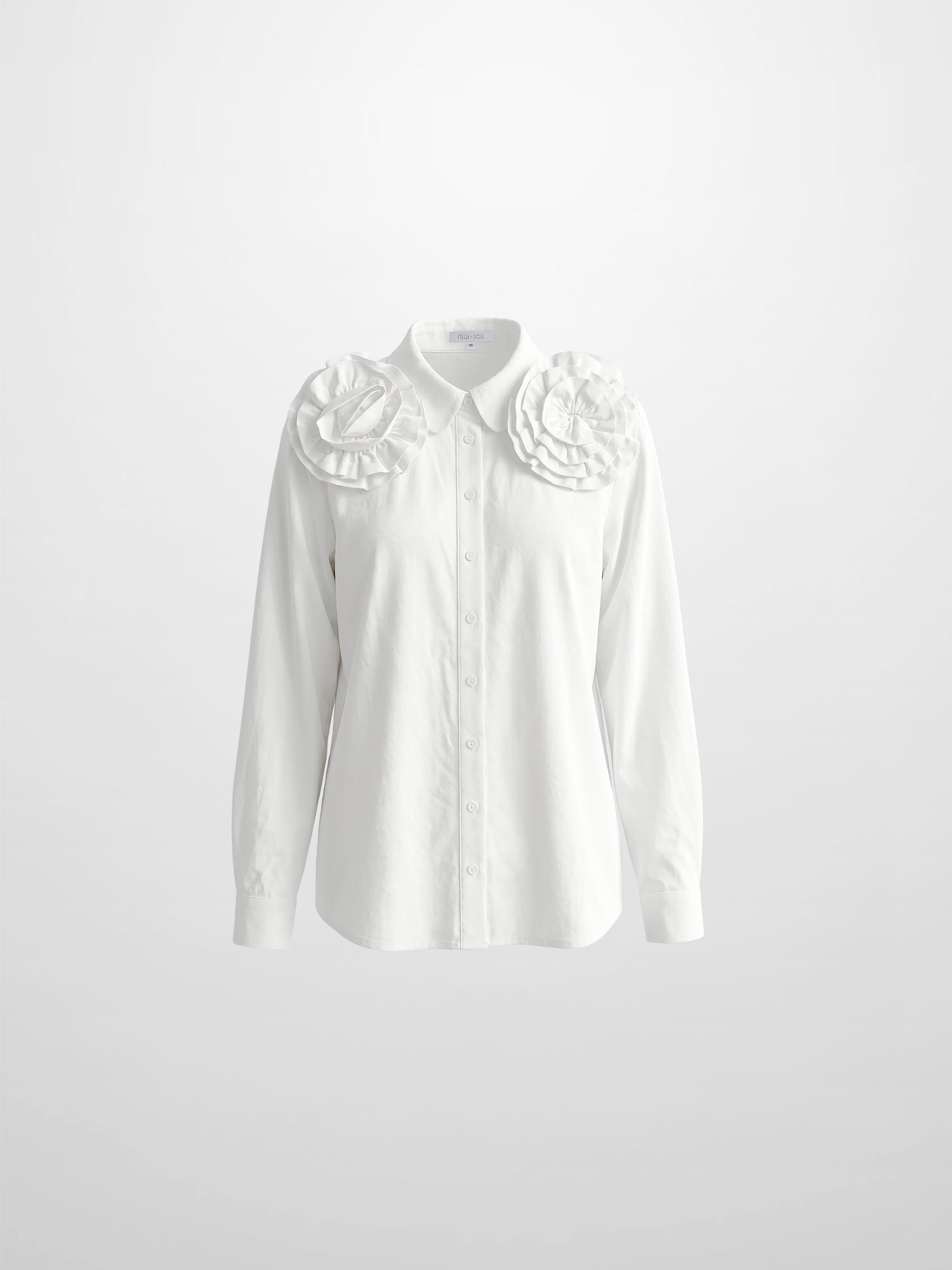 Flower Detail Cotton Blouse-White