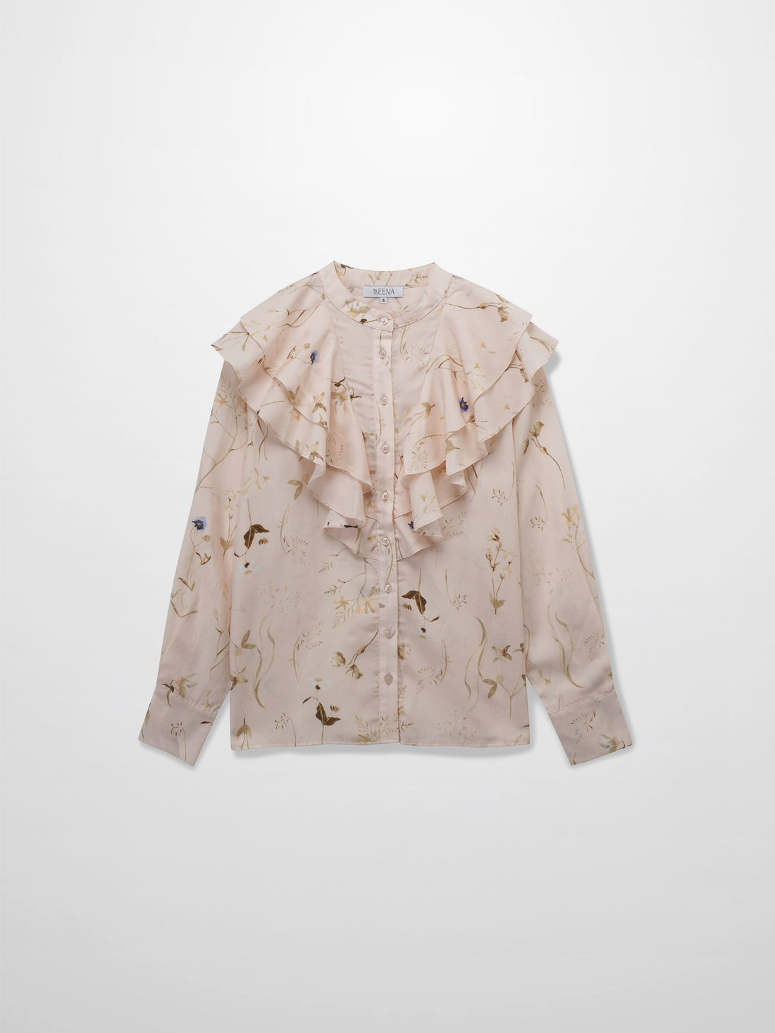 Double Ruffle Blouse-Pink Floral