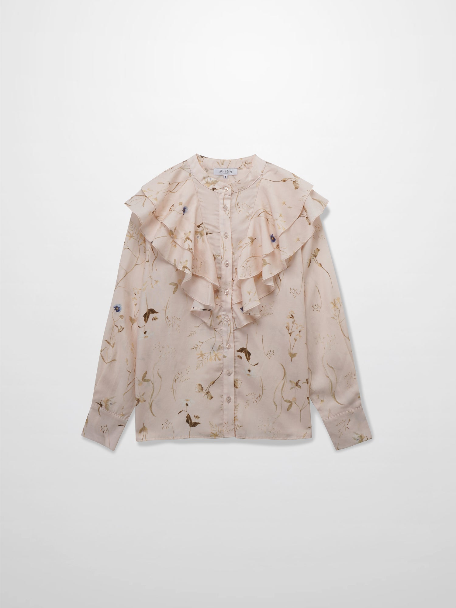 Double Ruffle Blouse-Pink Floral