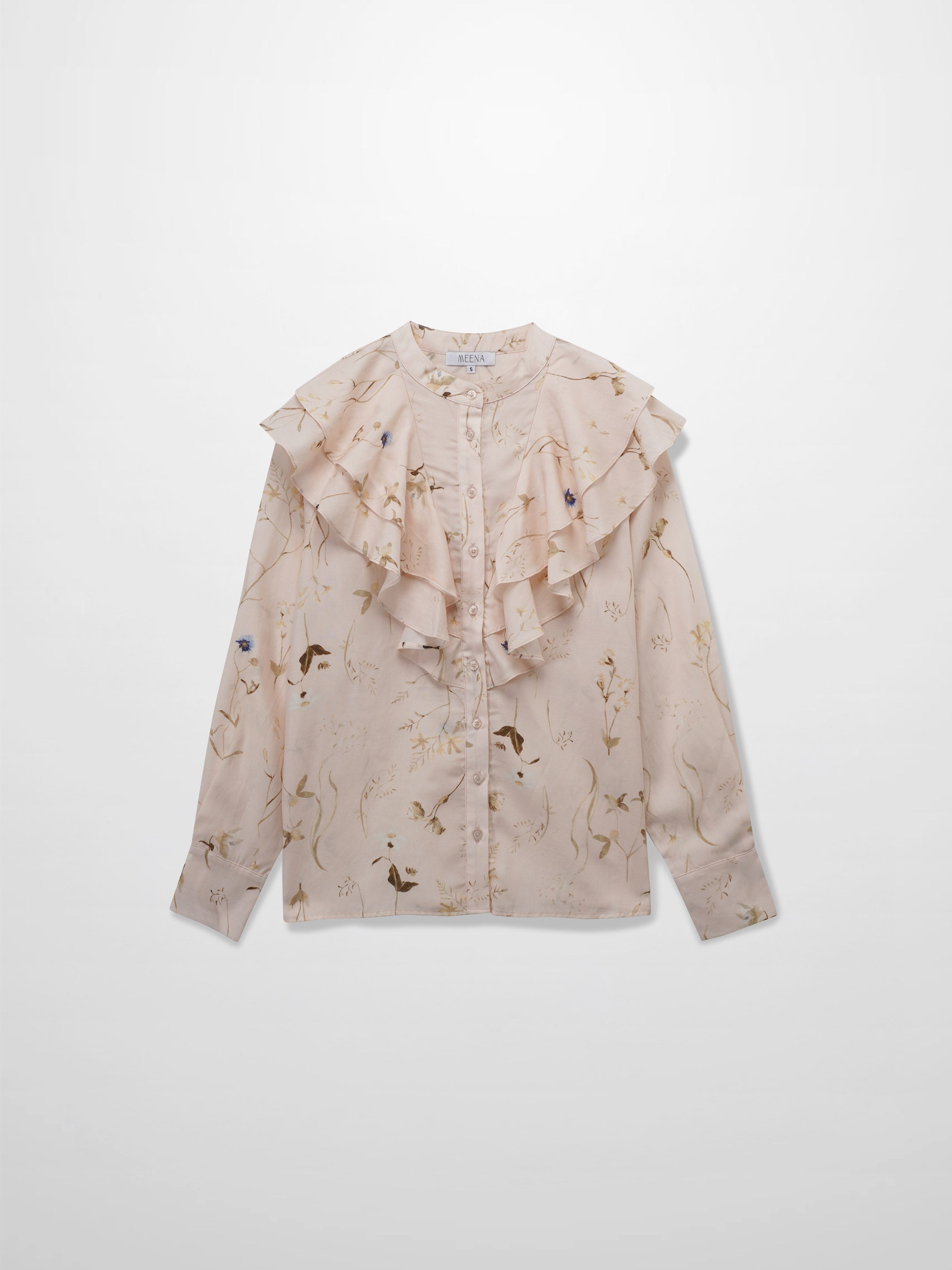 Double Ruffle Blouse-Pink Floral