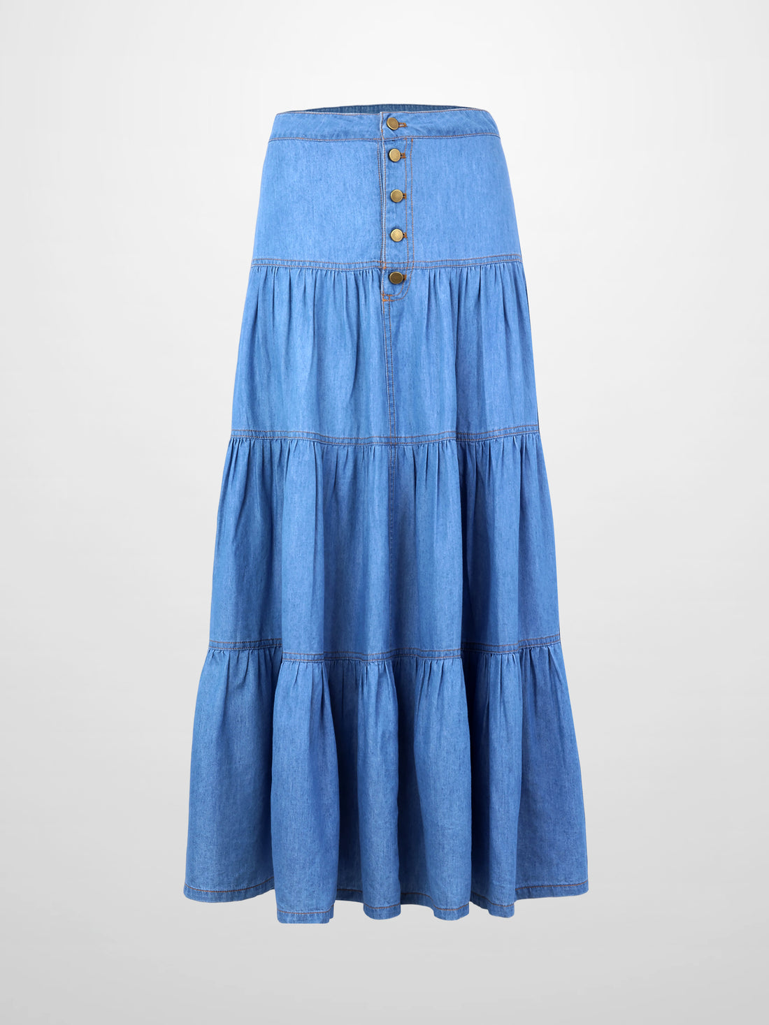 Button Prairie Denim Skirt-Blue