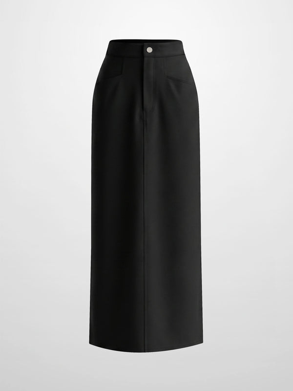 Straight Ponte Maxi Skirt-Black