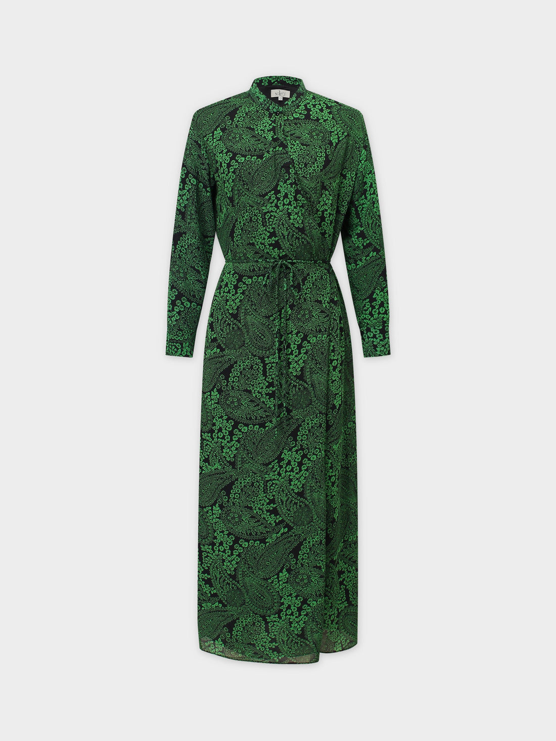 VESTIDO DE SATÉN ENVOLVENTE-VERDE FLORAL