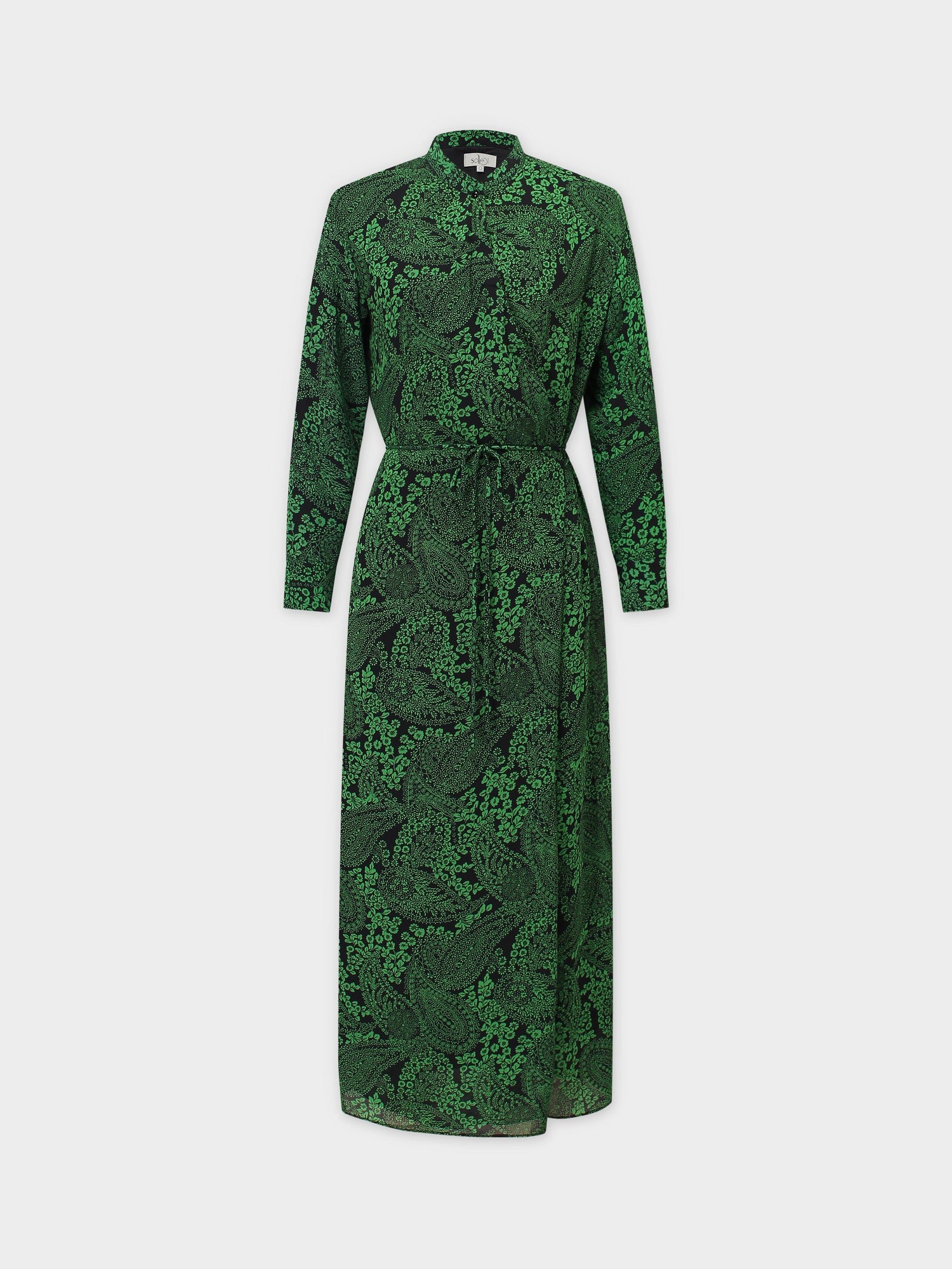 VESTIDO DE SATÉN ENVOLVENTE-VERDE FLORAL