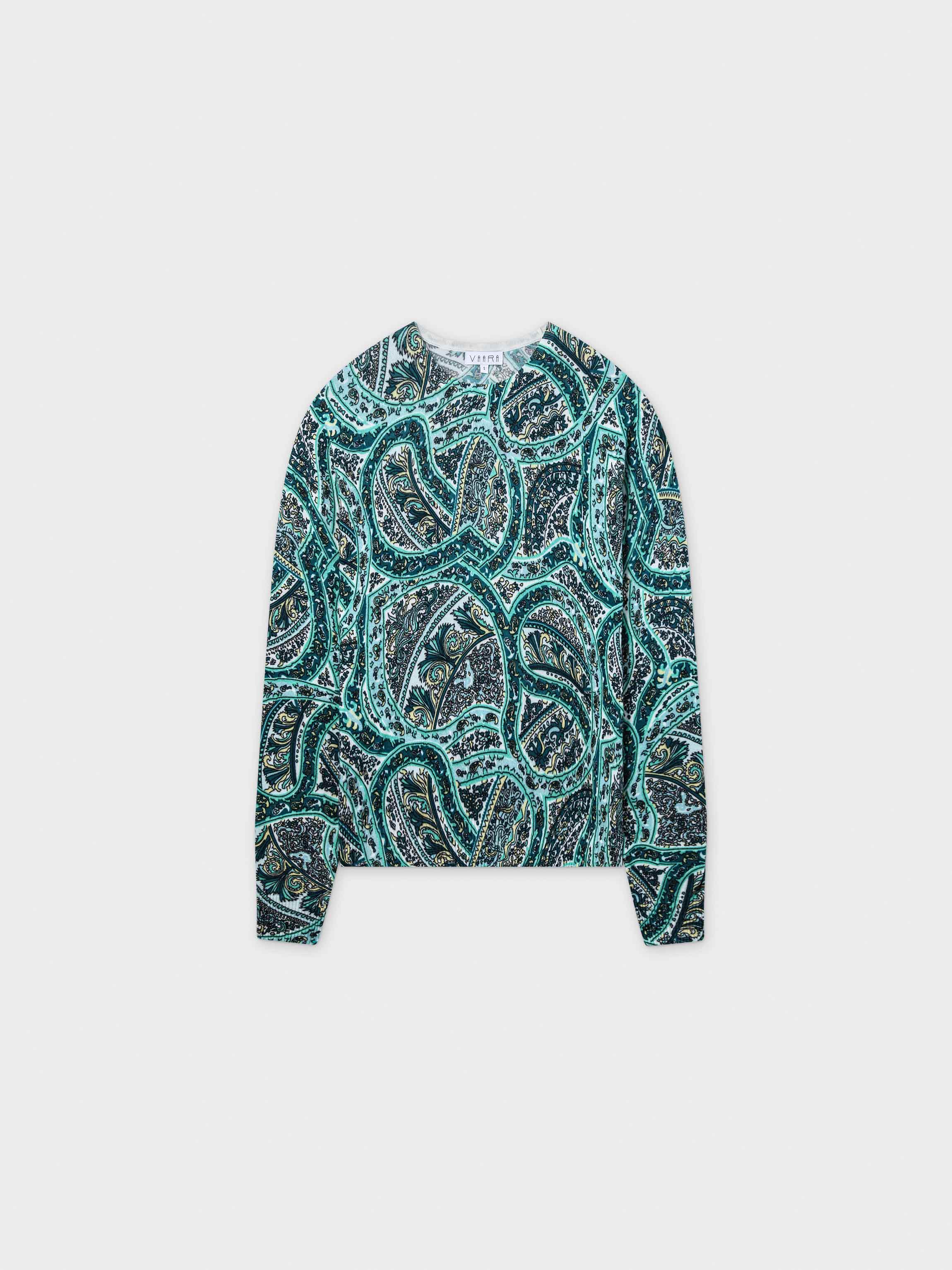 Printed Sweater-Green Paisley