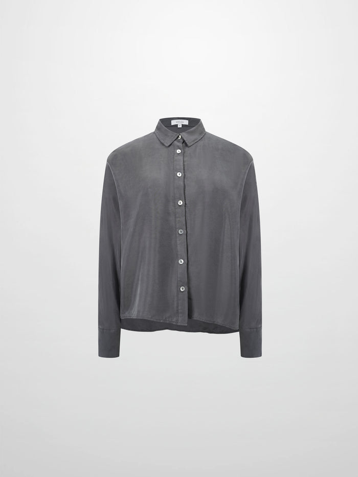 Dolman Sleeve Cupro Blouse-Grey