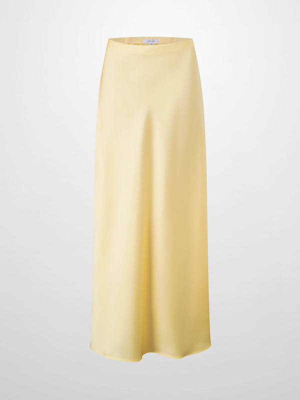 Solid Faux Satin Slip Skirt-Yellow