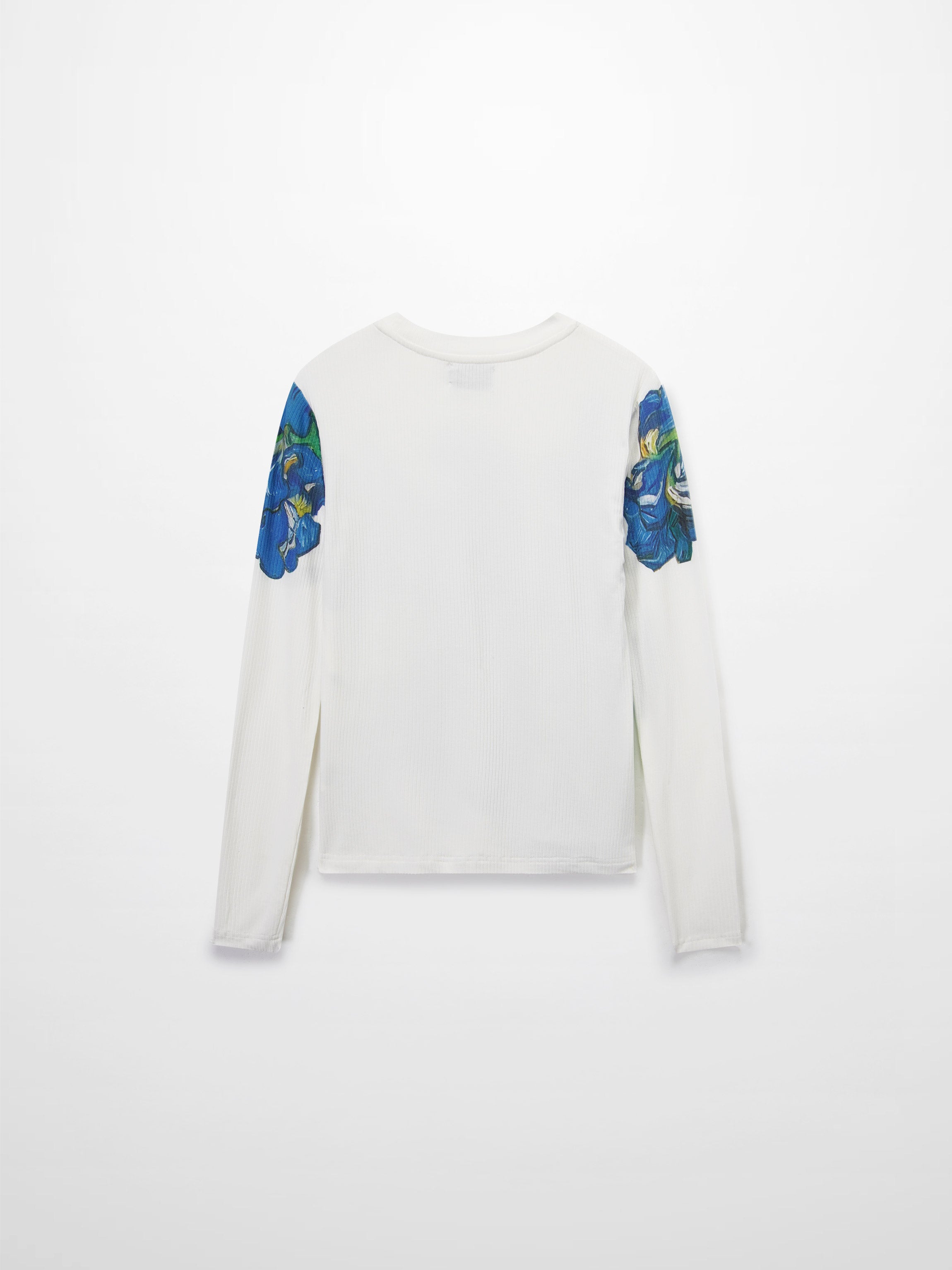 Printed Ribbed T-Shirts-Blue Floral