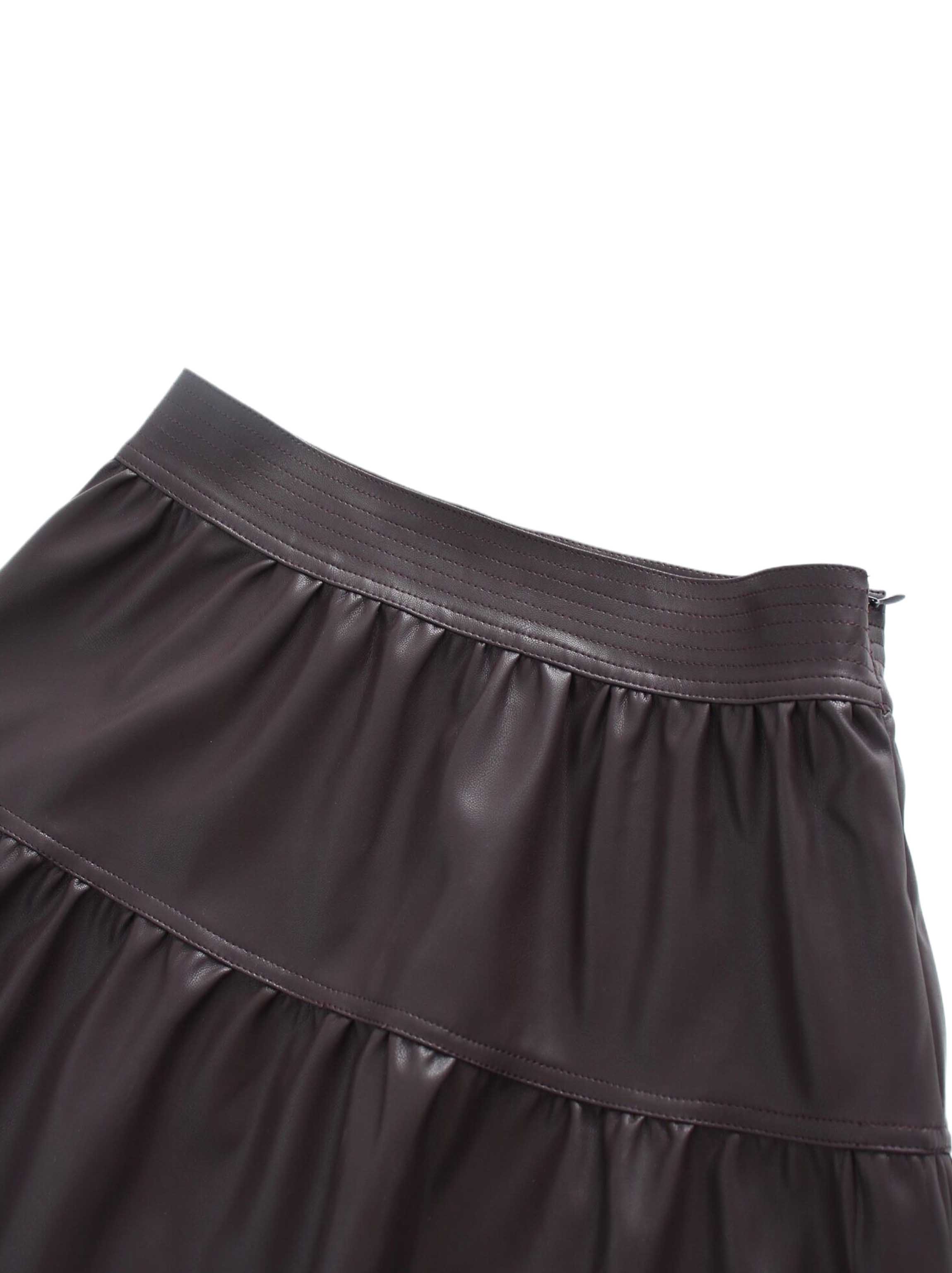 Drop Waist Leather Skirt-Plum