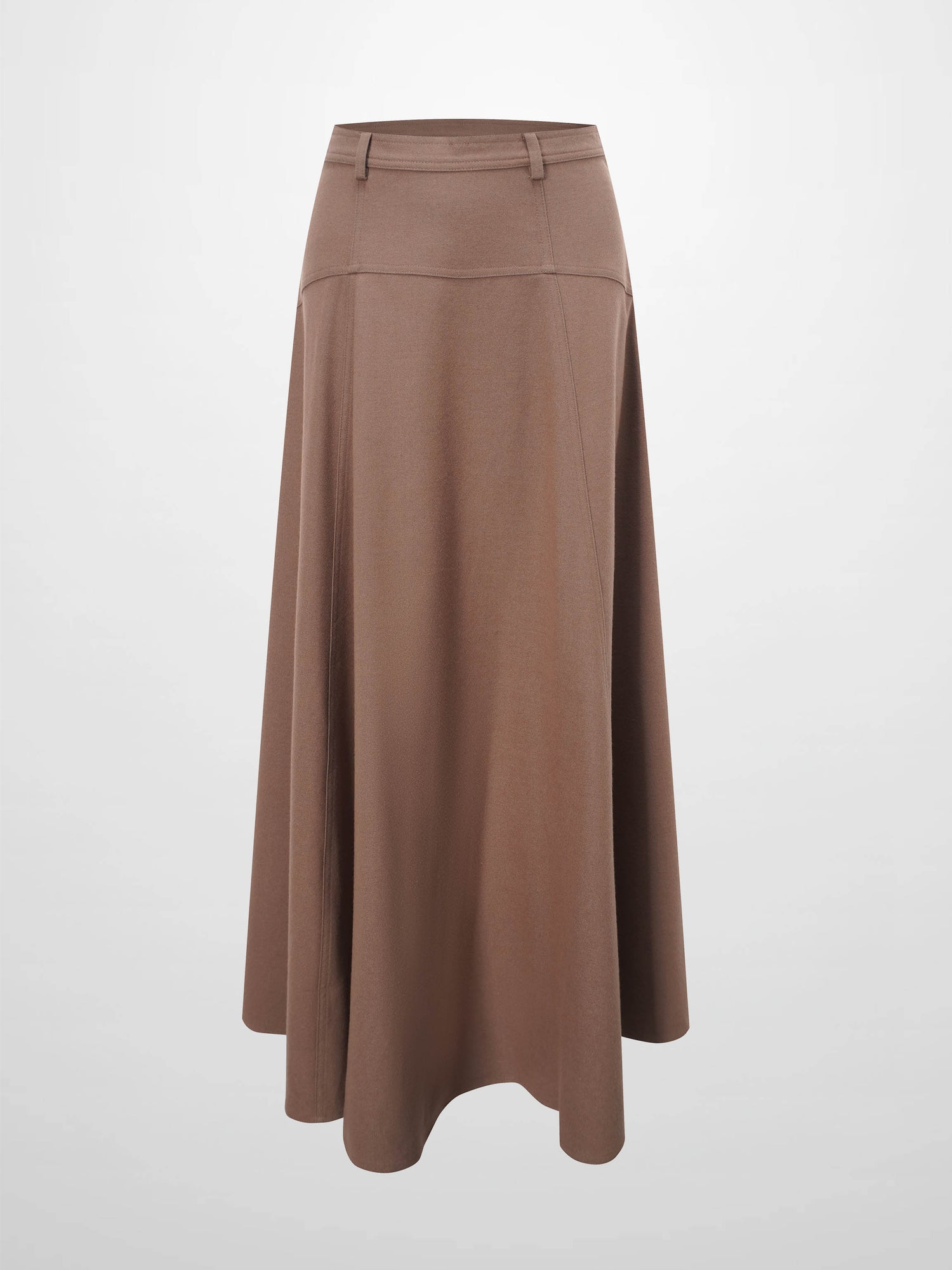 Wool Blend Yoke Skirt 37&quot;-Mocha Mousse