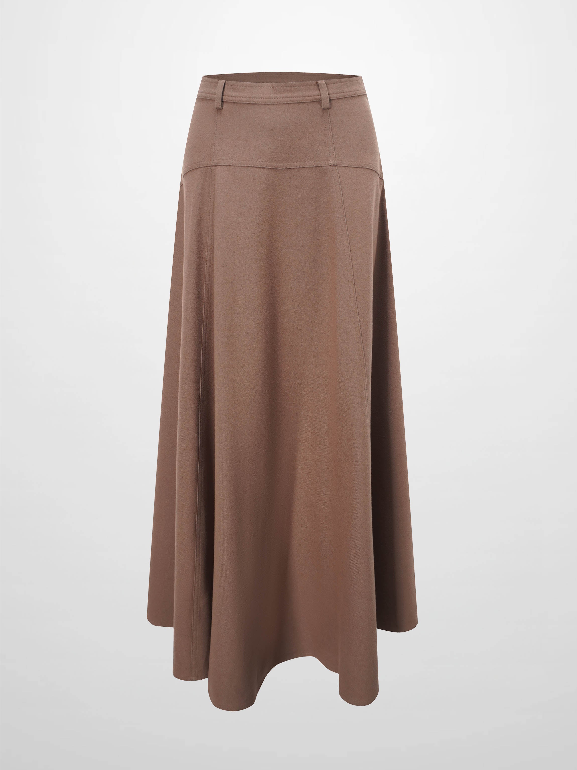 Wool Blend Yoke Skirt 37&quot;-Mocha Mousse