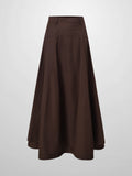 Taffeta Yoke Skirt-Brown