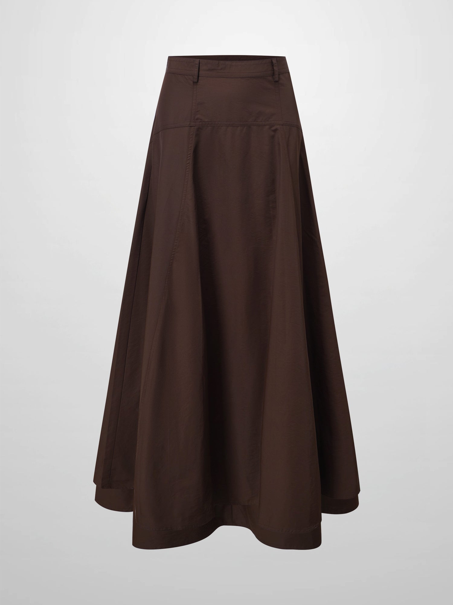 Taffeta Yoke Skirt-Brown