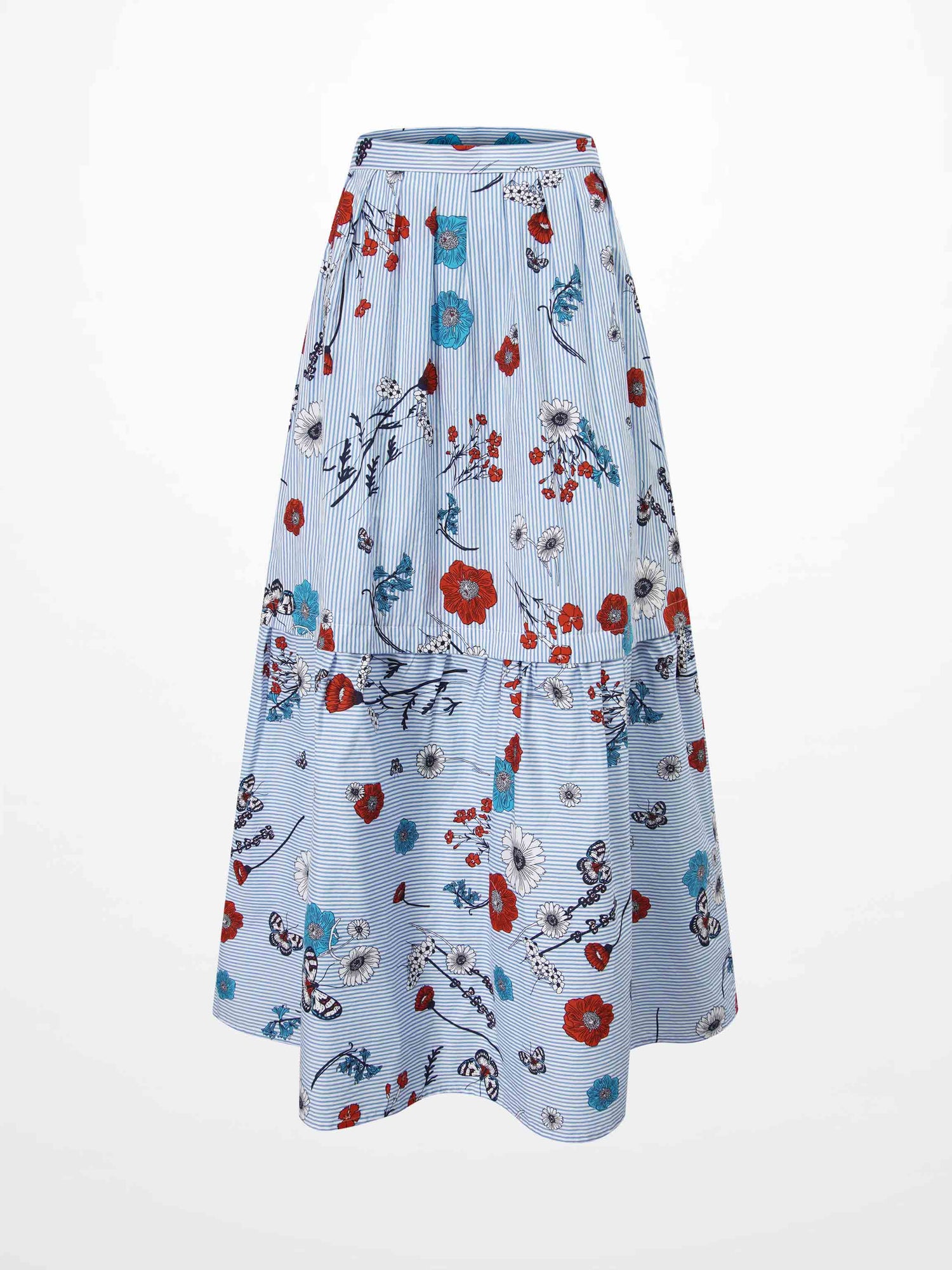 Cotton Prairie Skirt-Striped Floral