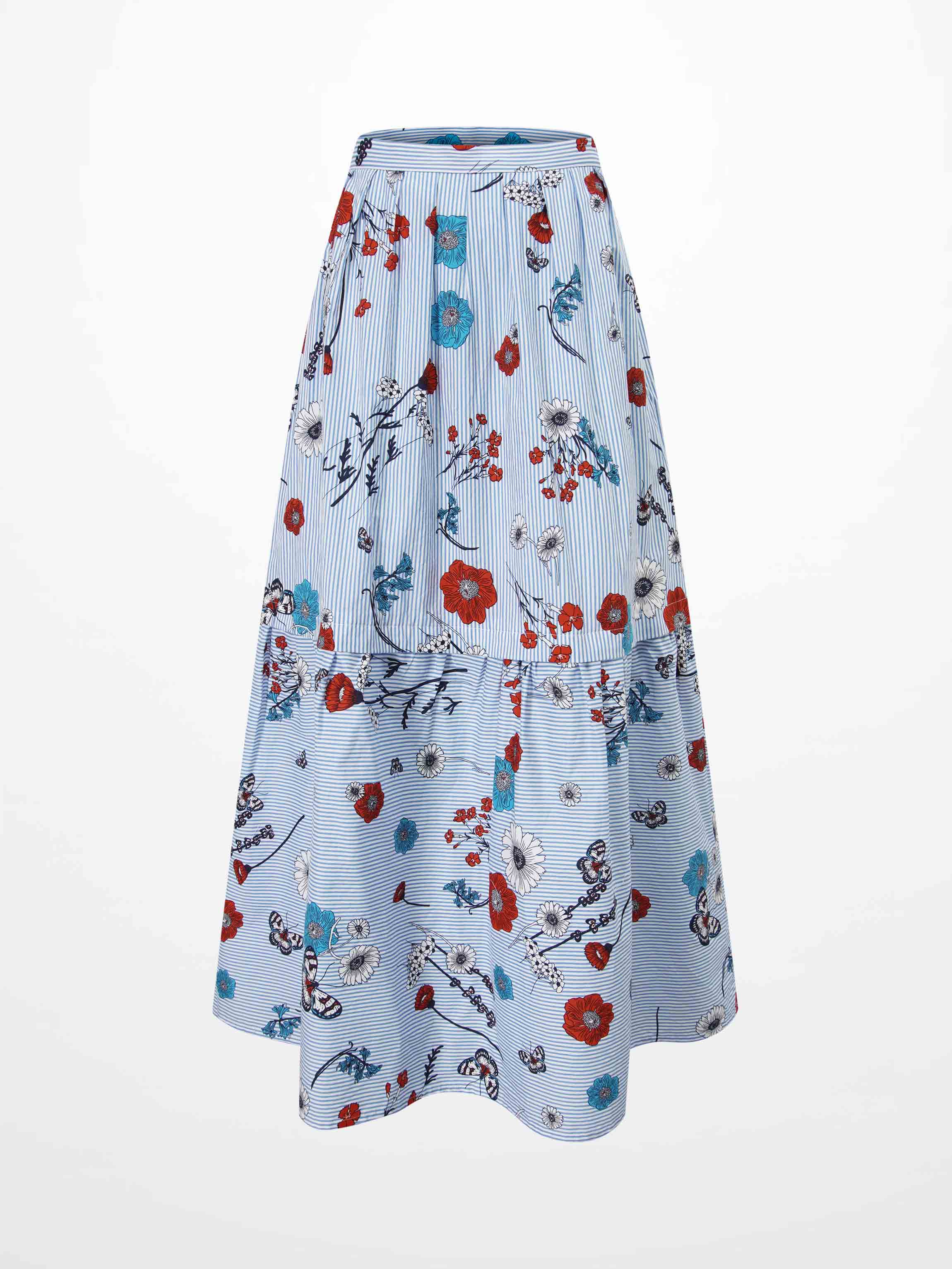 Cotton Prairie Skirt-Striped Floral