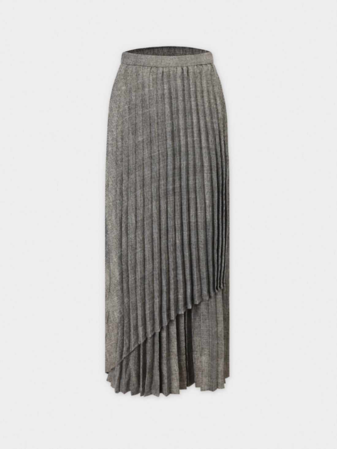 Pleated Faux Wrap Skirt-Shimmer Plaid