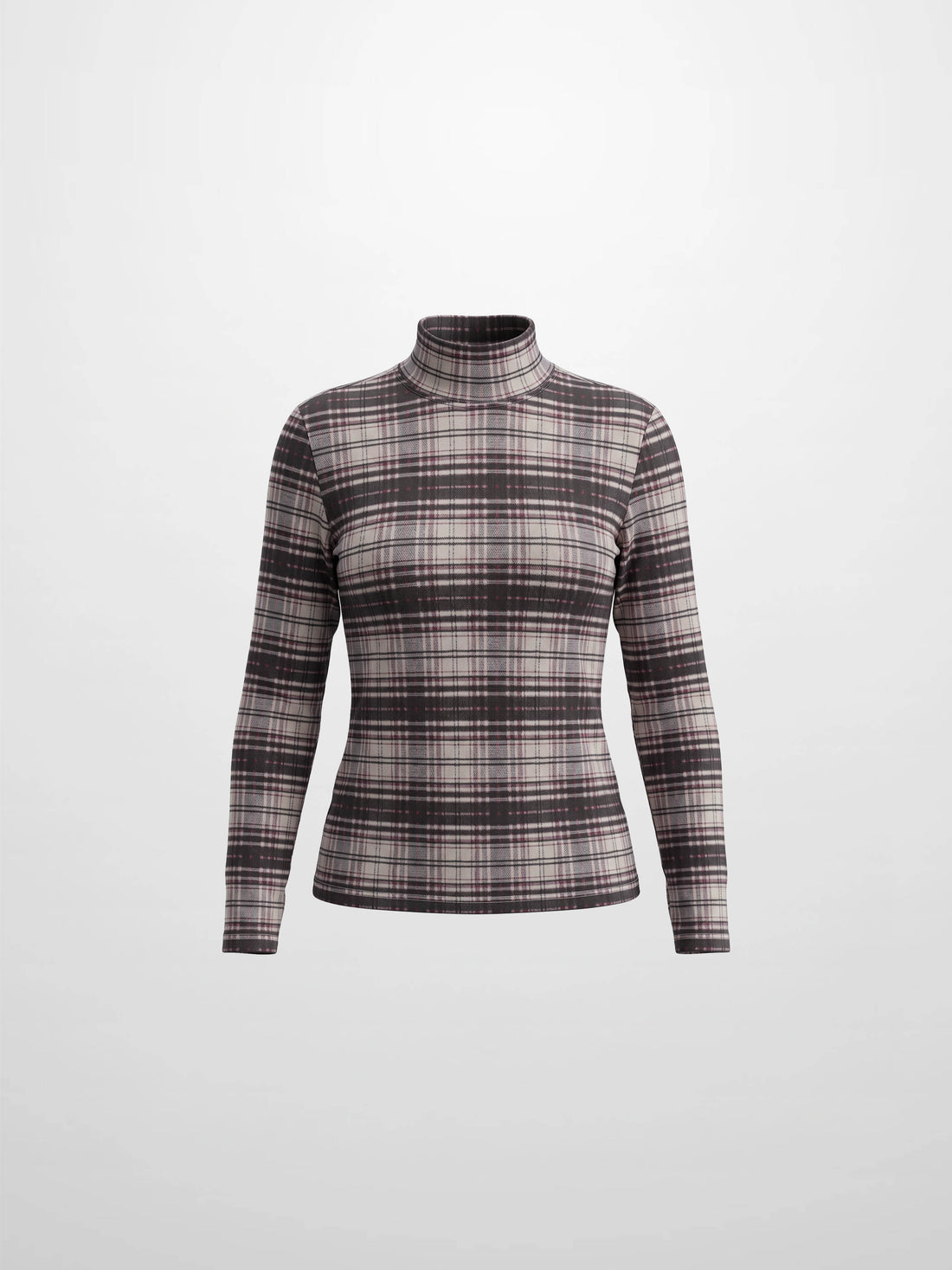 Mesh Plaid Turtleneck - Red Plaid