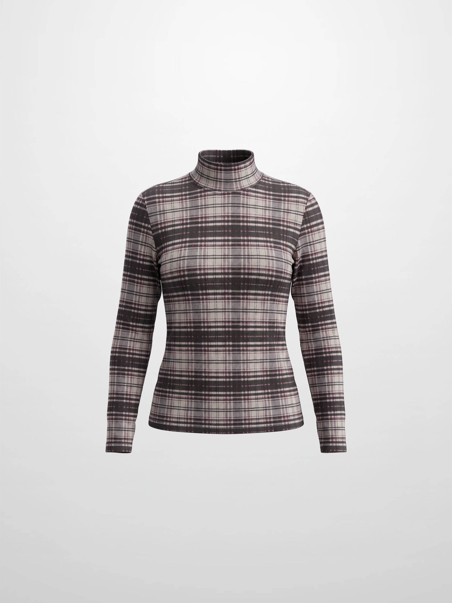 Mesh Plaid Turtleneck - Red Plaid