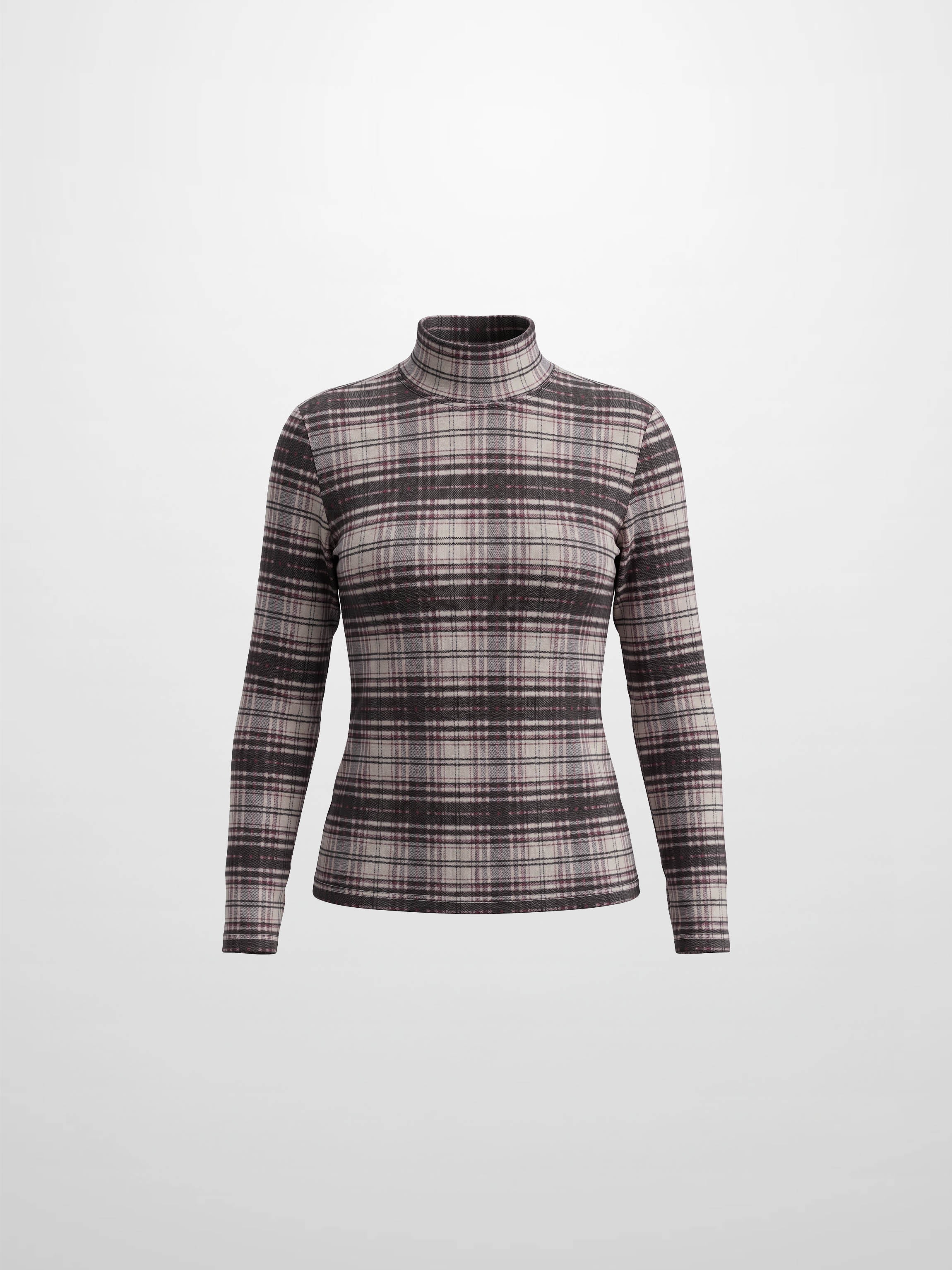 Mesh Plaid Turtleneck - Red Plaid