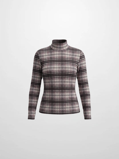 Mesh Plaid Turtleneck - Red Plaid