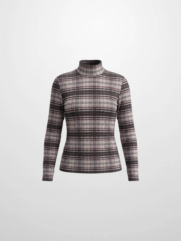 Mesh Plaid Turtleneck - Red Plaid