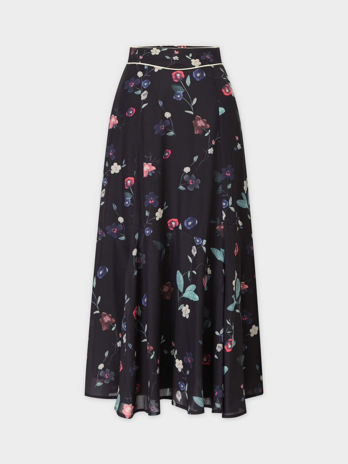 PIPED WAISTBAND SKIRT-FLORAL