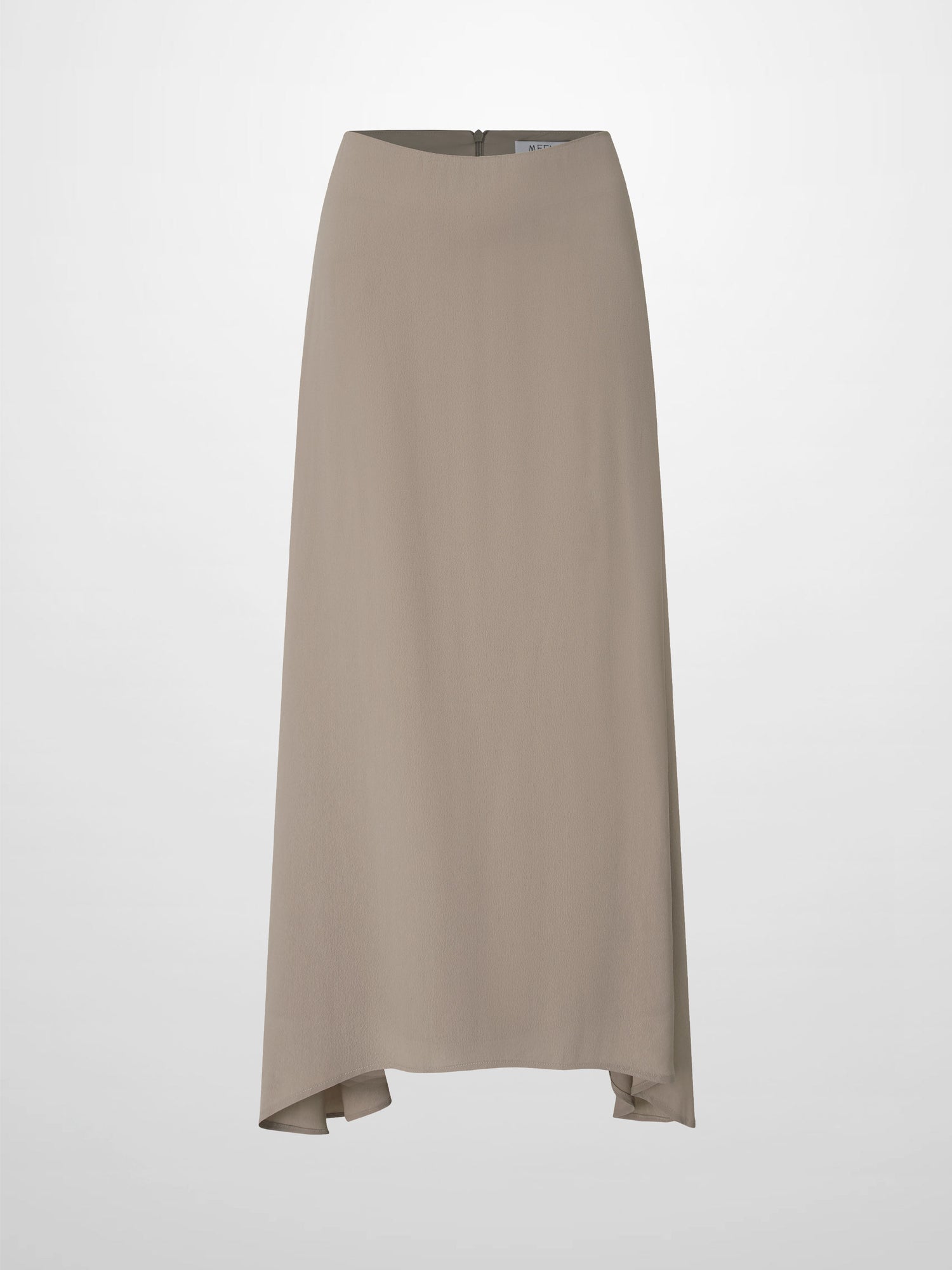 Curved Hem Maxi Skirt-Tan
